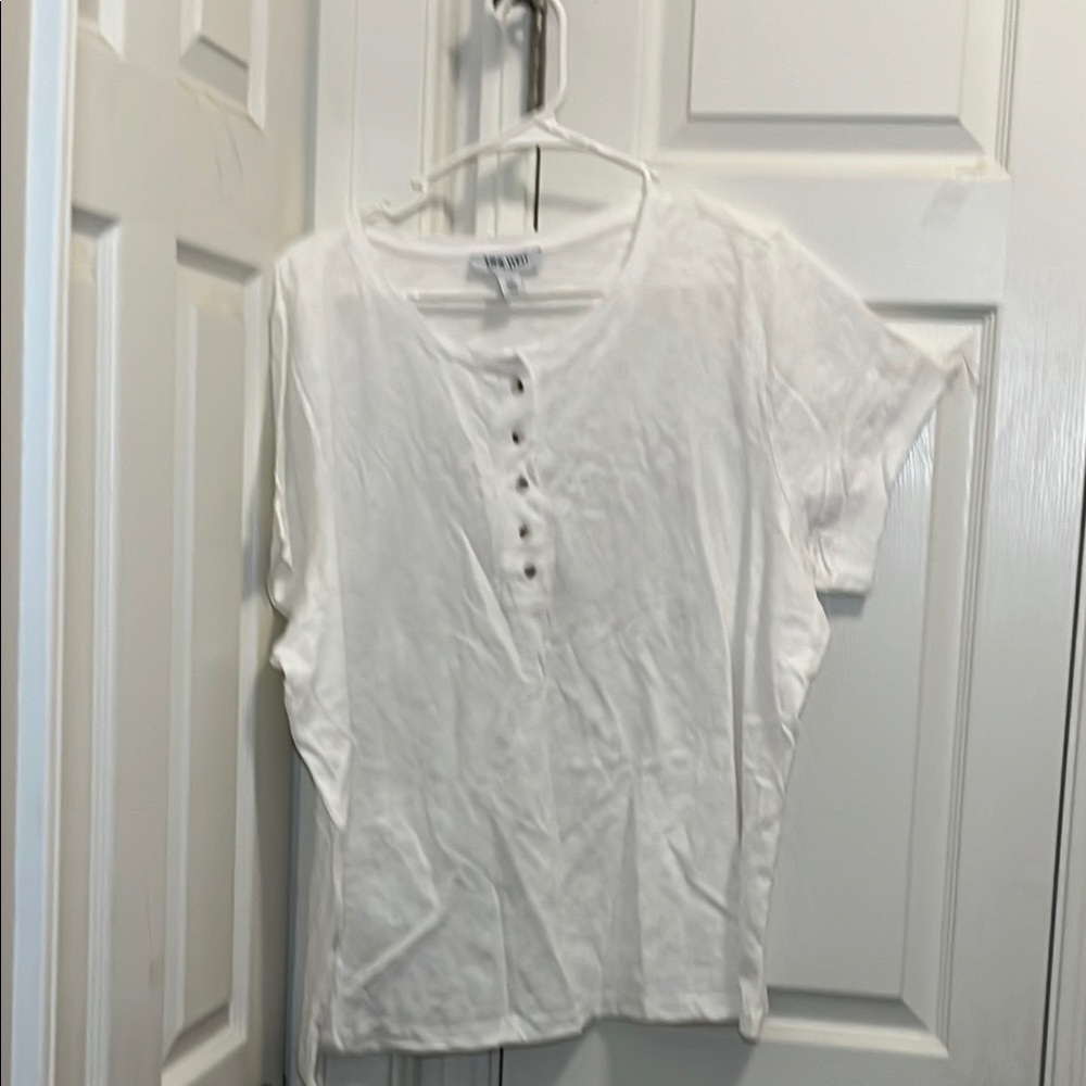 Nine West  jeans White Short Sleeve Polo T-shirt Relaxed Fit size XXL